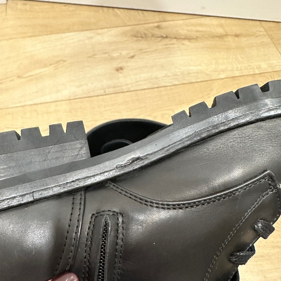 Massimo Dutti Black Combat Boots with Gold Buckle - Picture 10 of 13